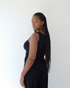 Black Sleeveless Boat Neck Vest