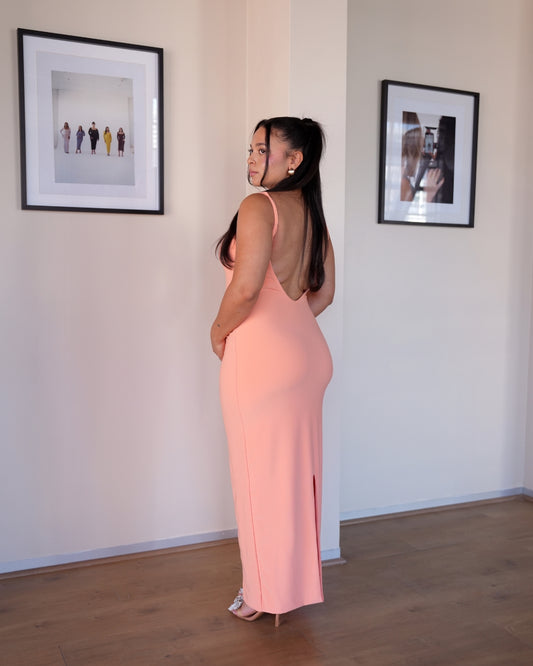 M | Peach Sculpted Dress: Tall