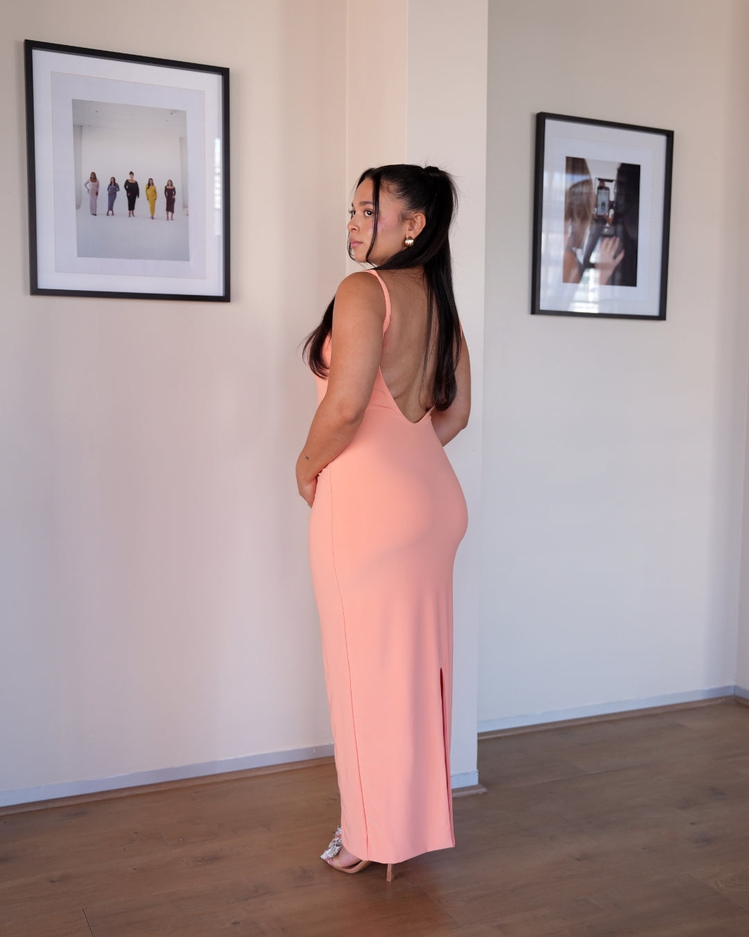 Peach Sculpted Dress