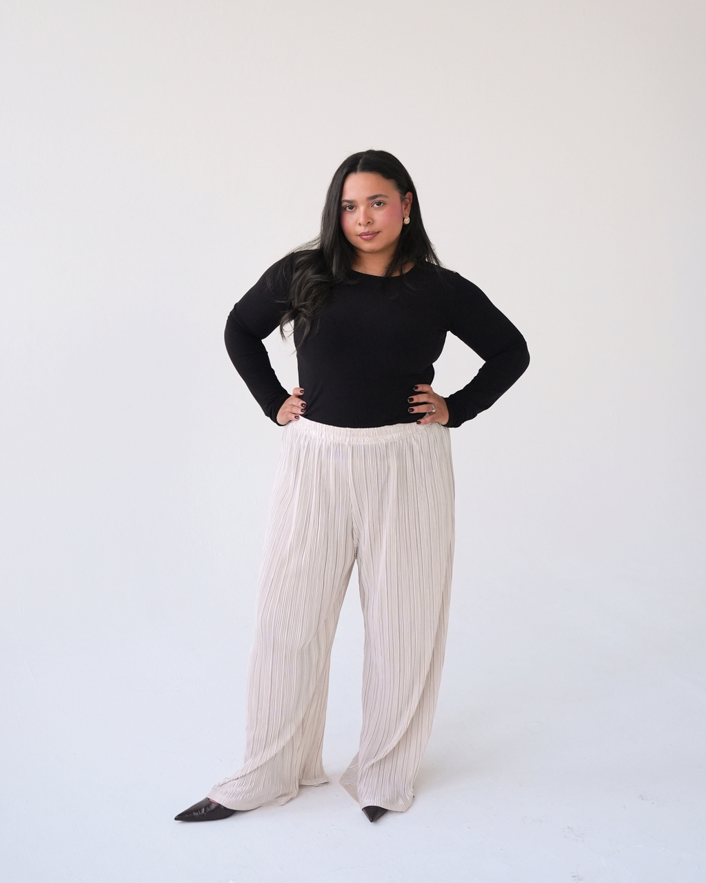 Champagne Pleated Straight Leg Trousers