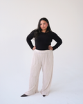 Champagne Pleated Straight Leg Trousers