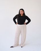 Champagne Pleated Straight Leg Trousers