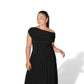 Black Cowl Neck Drop Waist Midi Dress