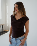 Chocolate Brown Cowl Neck Top