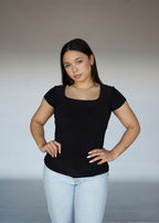 Black Square Neck T-shirt