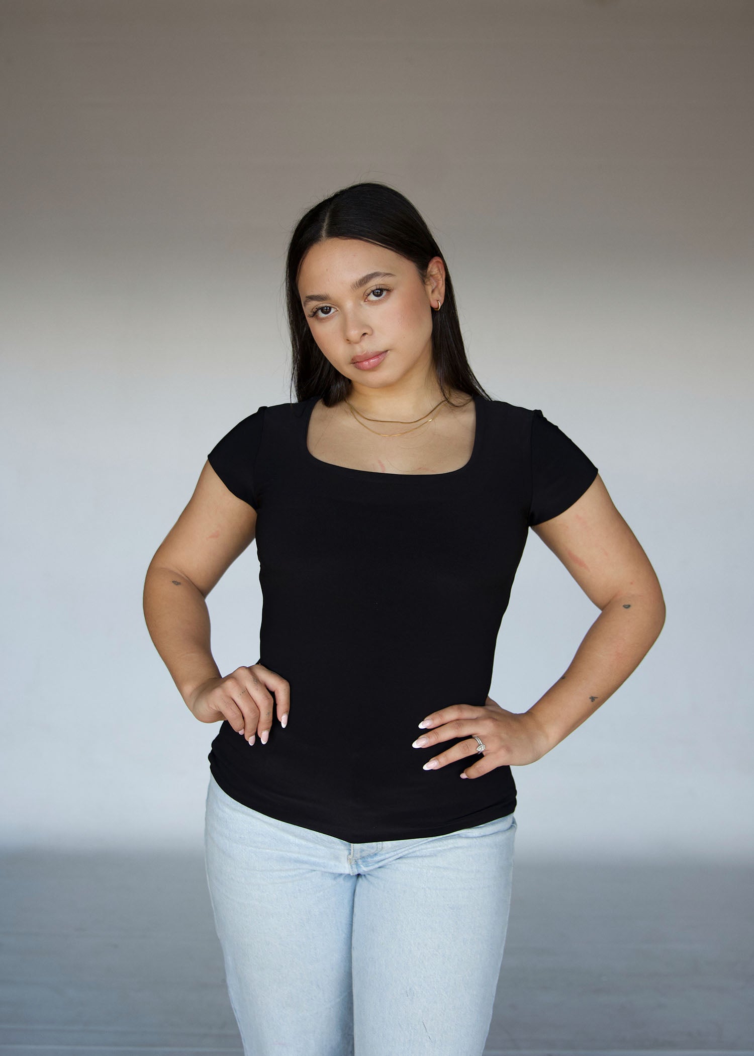 Black Square Neck T-shirt