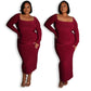 MEDIUM - SHORT - Maroon Long-sleeved Sculpted Dress