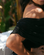 Black Cowl Neck Mini Dress with Low Back