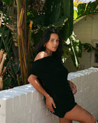 Black Cowl Neck Mini Dress with Low Back