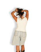 Cream Broad-Strap Tank Top