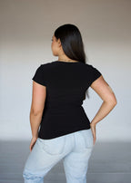 Black Square Neck T-shirt