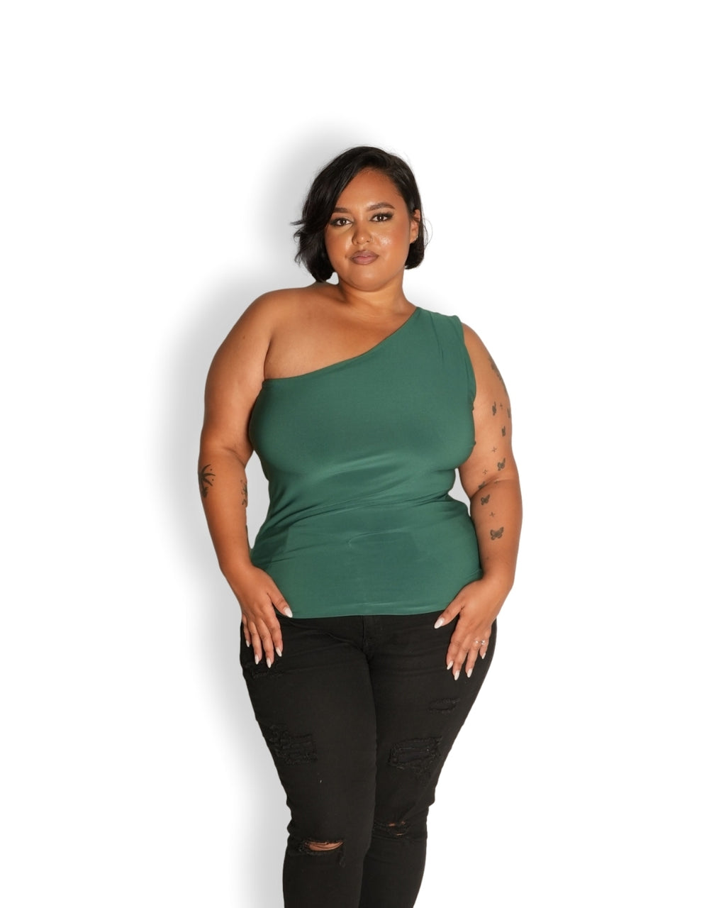Deep Green One Shoulder Top