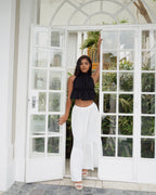 Ivory Crinkle Single Tiered Skirt