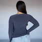 Grey Square Neck Long Sleeved Top
