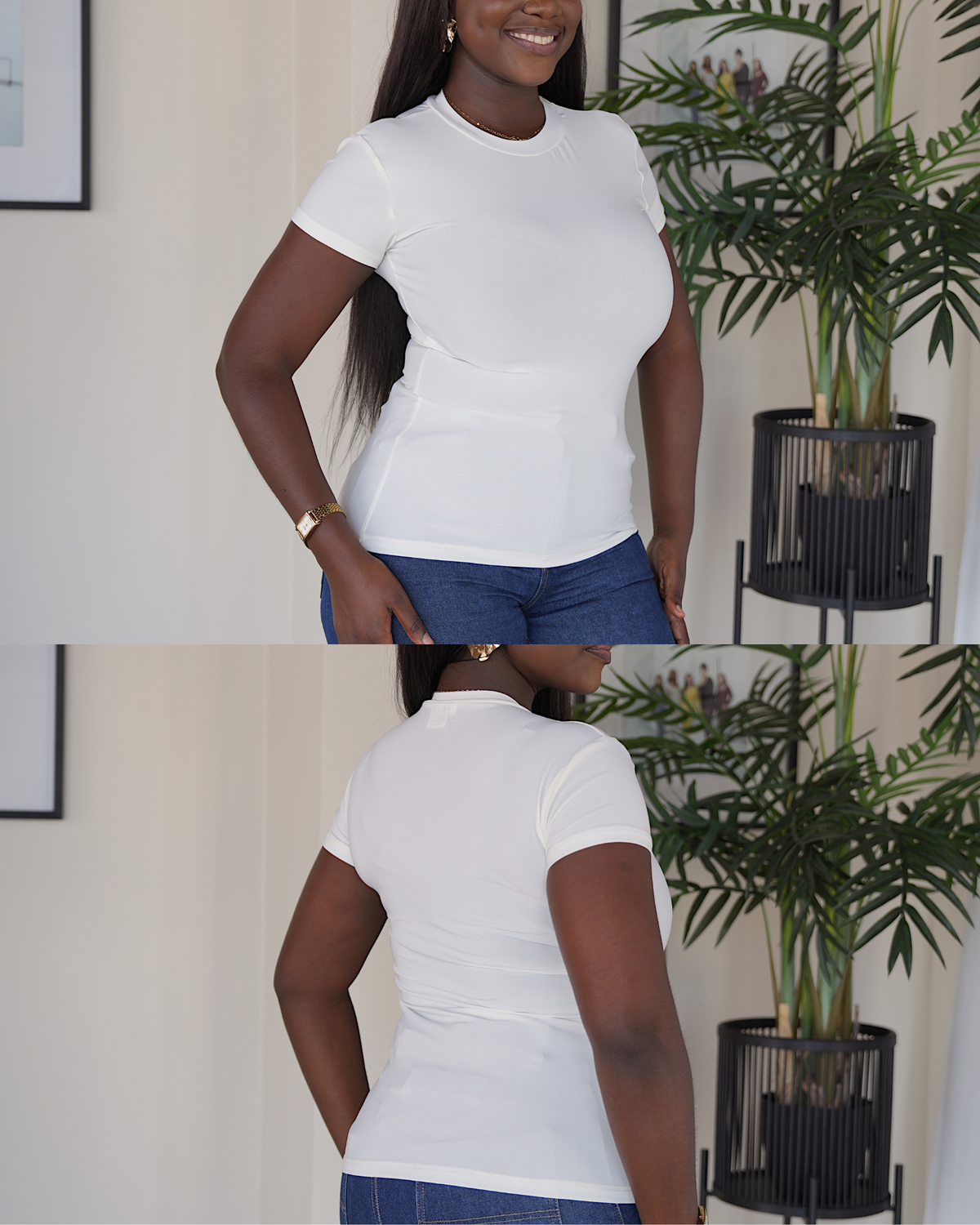 L | Cream Lightweight Vest with Short T-shirt Sleeve