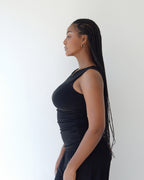 Black Sleeveless Boat Neck Vest