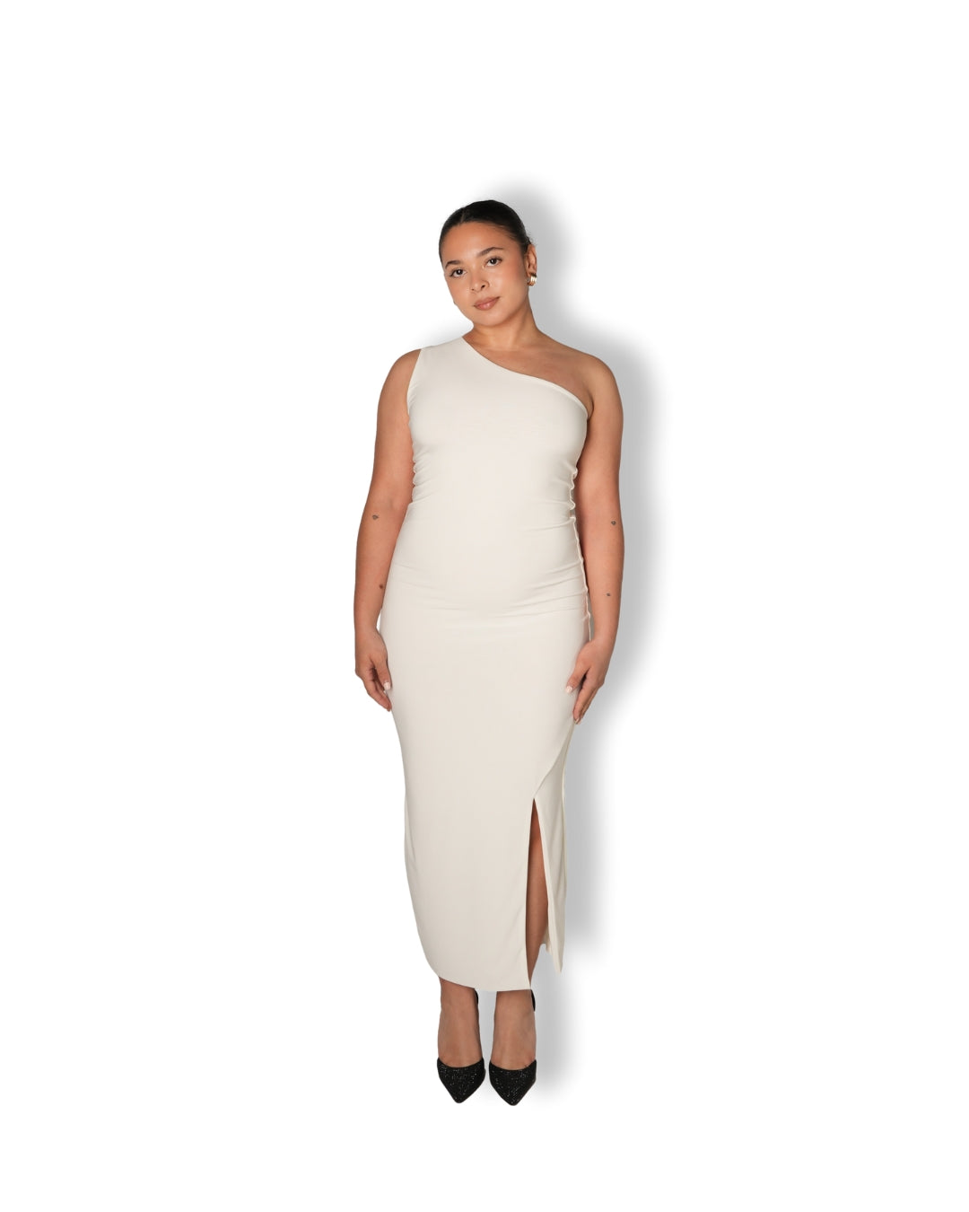 Cream One Shoulder Cocktail Dress