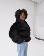Black Luxe Faux Fur Coat