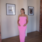M | Warm Pink Strapless Dress with Keyhole Cut-Out