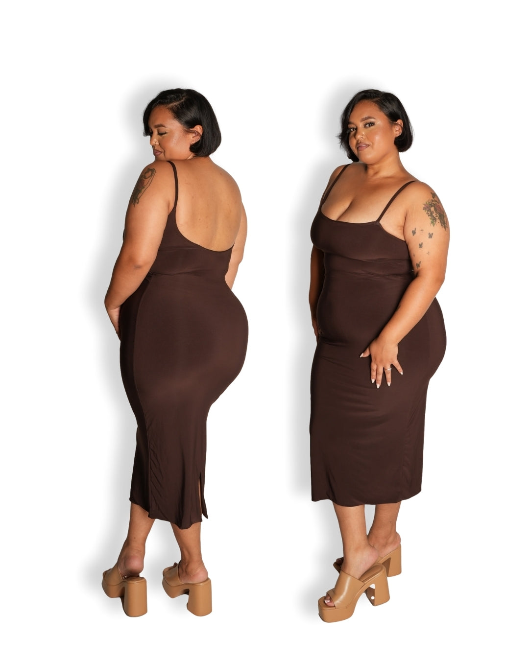 Chocolate Brown Sculpted Dress
