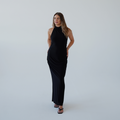 Black Smooth High Neck Dress