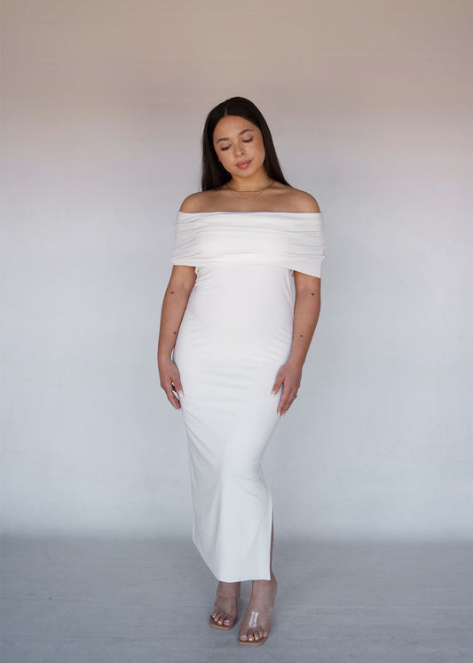 Extra Small | Cream Off-shoulder Cocktail Dress