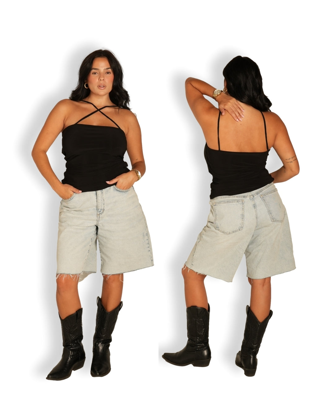 M | Black Switch-Up Top