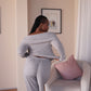 Grey Knit Straight Leg Pants