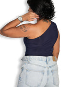Navy Blue One Shoulder Top