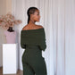 Military Green Knit Straight Leg Pants