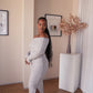 Grey Knit Off-Shoulder Dress