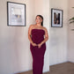 M | Dark Maroon Strapless Dress with Keyhole Cut-Out
