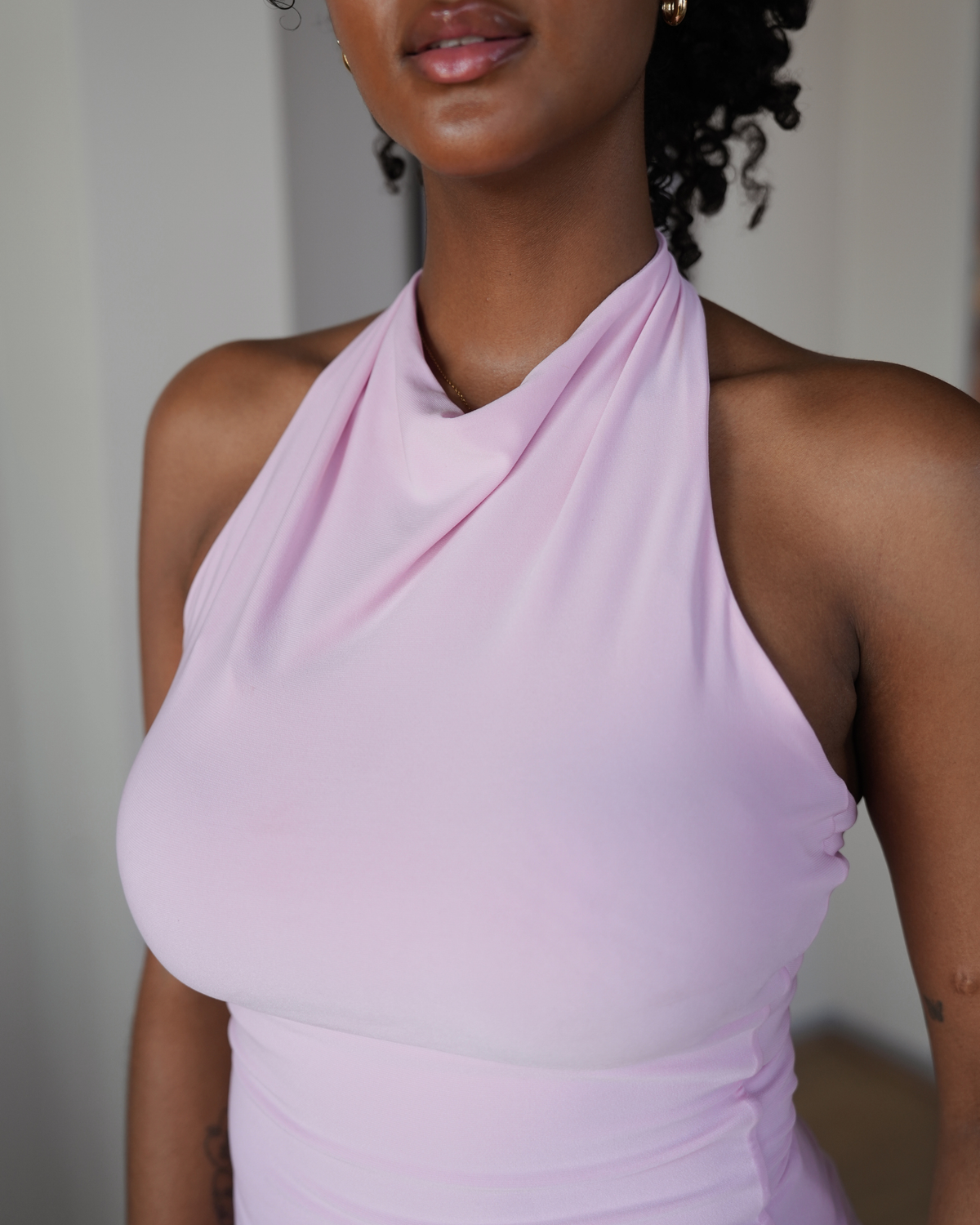 Baby Pink Halter Neck Top