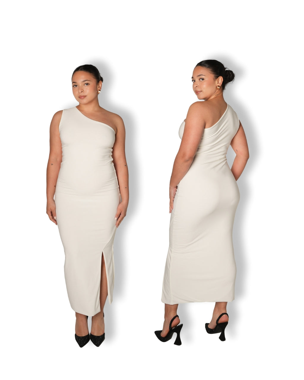 Cream One Shoulder Cocktail Dress