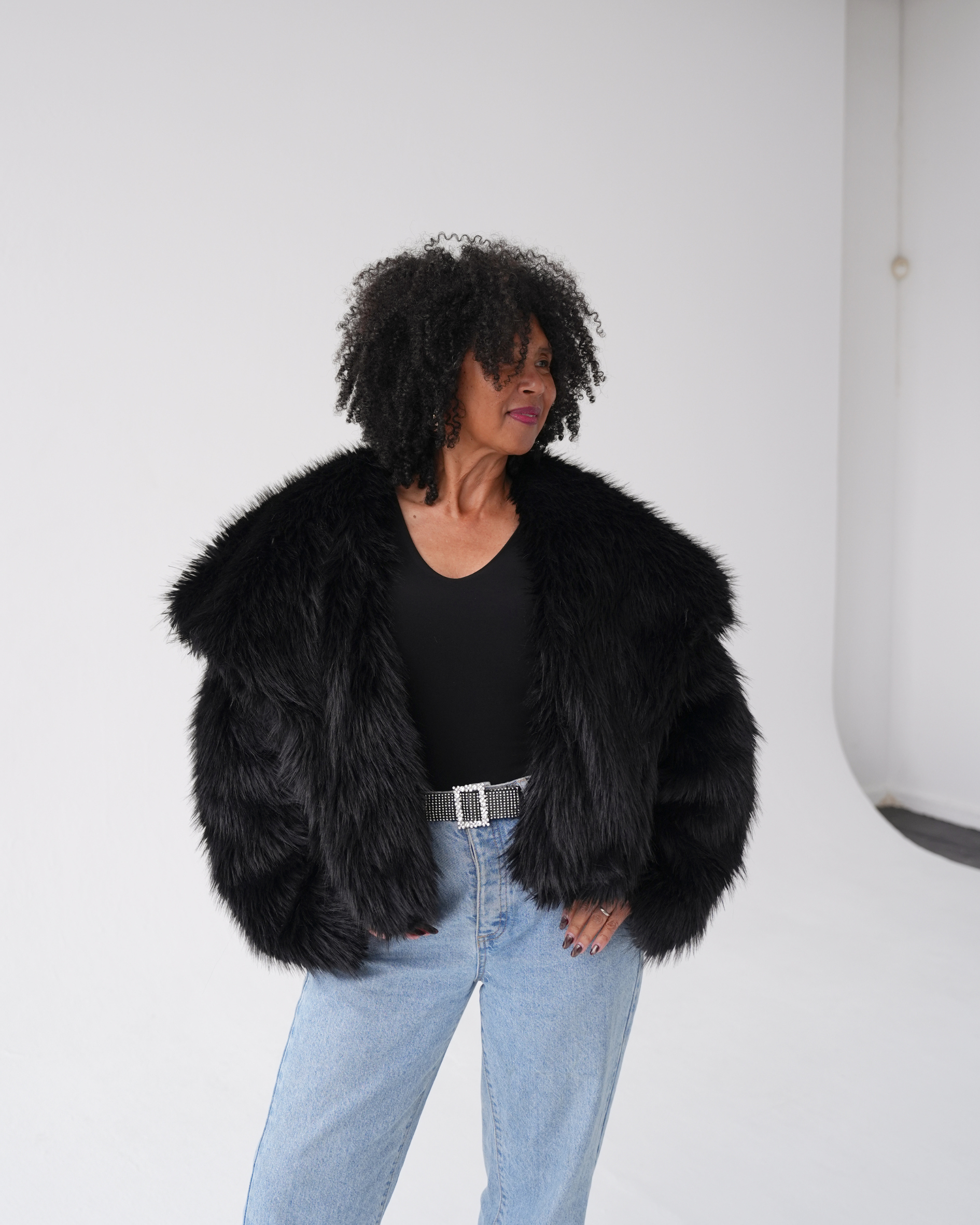 Black Luxe Faux Fur Coat