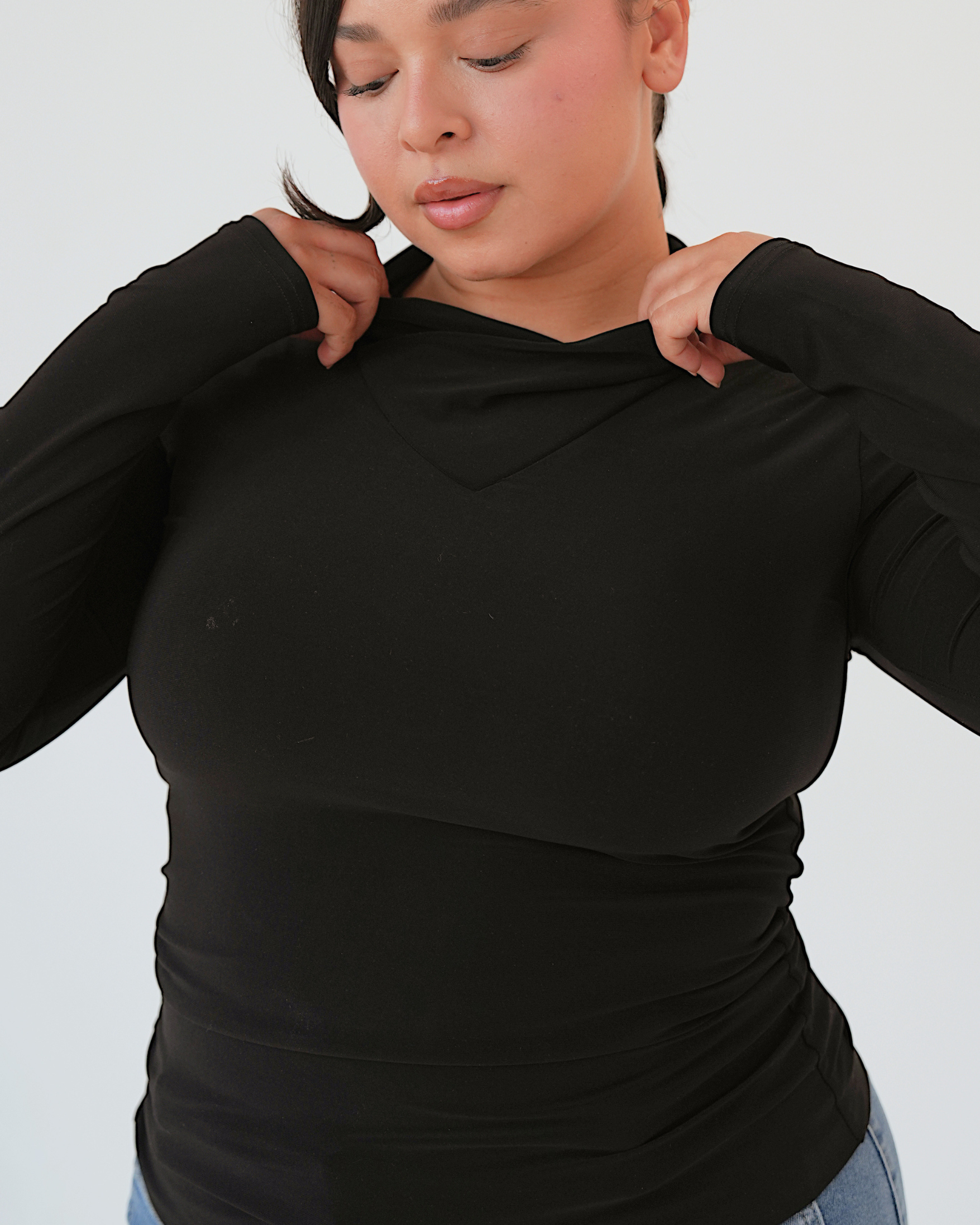 Black Cross Collar Top