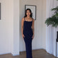 S | Navy Blue Sculpted Dress: Tall