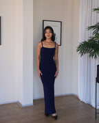 S | Navy Blue Sculpted Dress: Tall