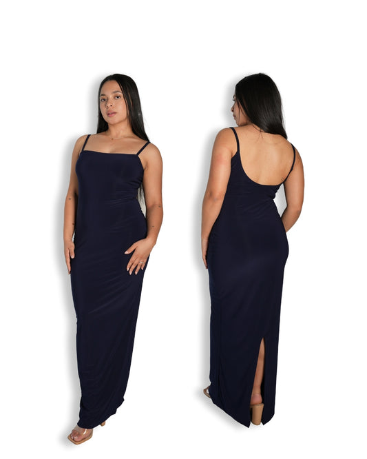 SMALL - TALL Navy Blue Sculpted Dress