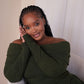 Military Green Knit Off Shoulder Top