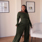 Military Green Knit Straight Leg Pants