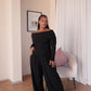 Charcoal Knit Straight Leg Pants