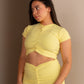 Pastel Yellow High-Neck with Ruched Detail