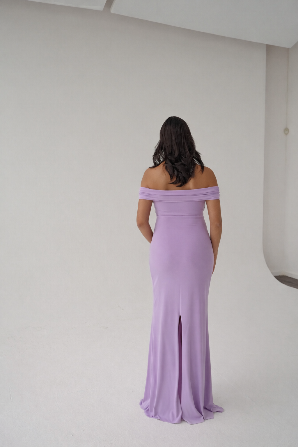 M | 160cm Lilac Bardot Sculpted Dress