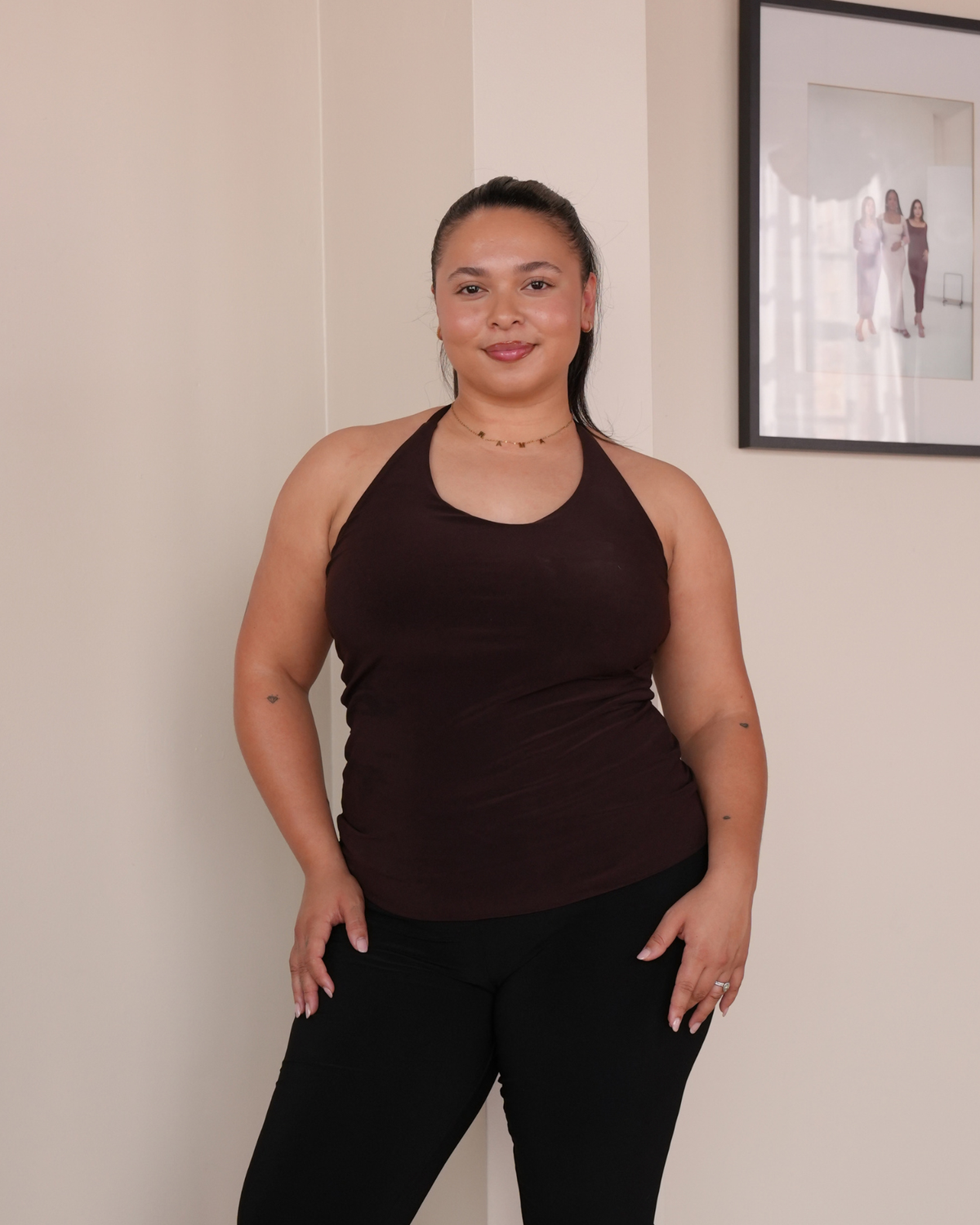 Chocolate Brown String Halter Neck Top