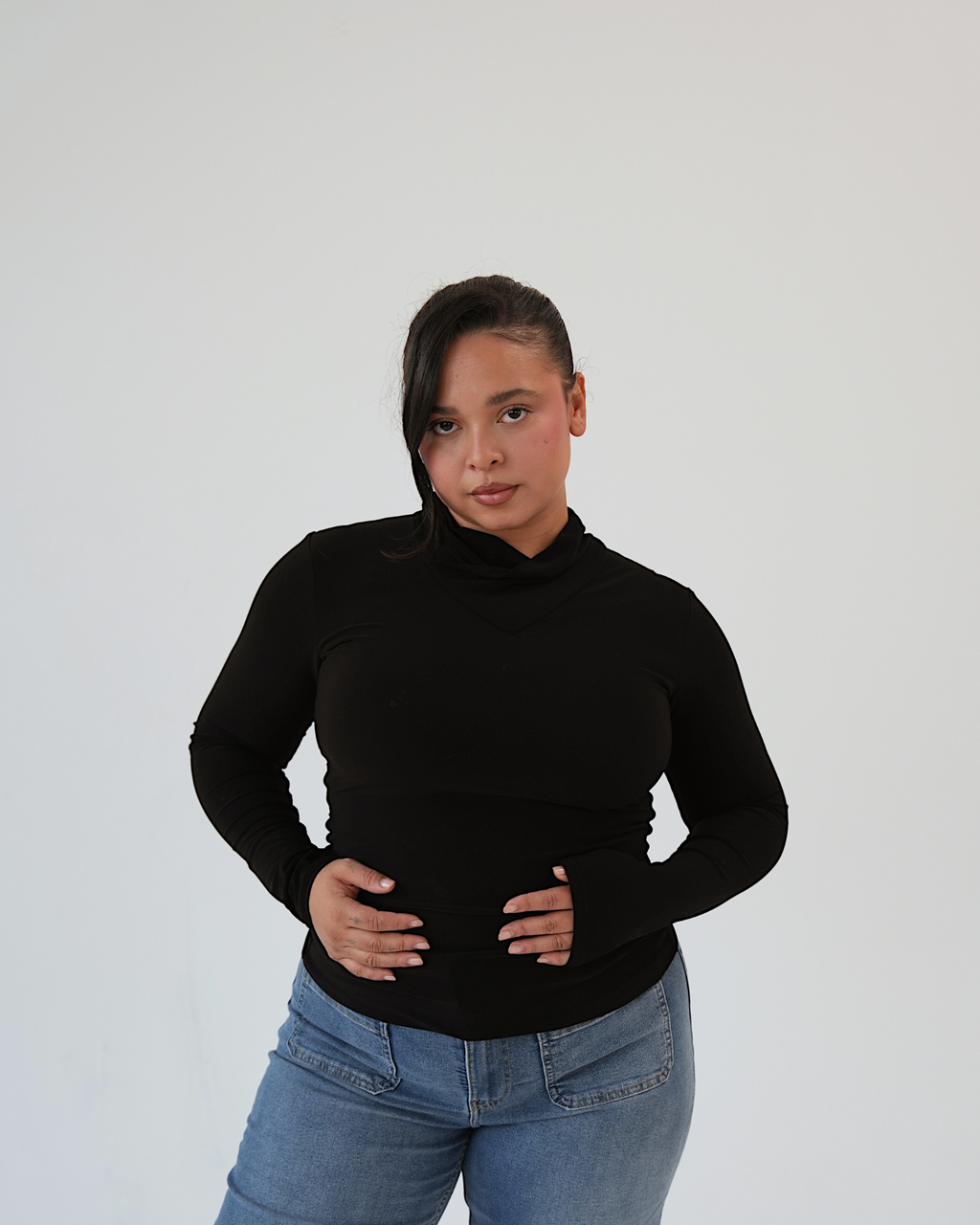 Black Cross Collar Top