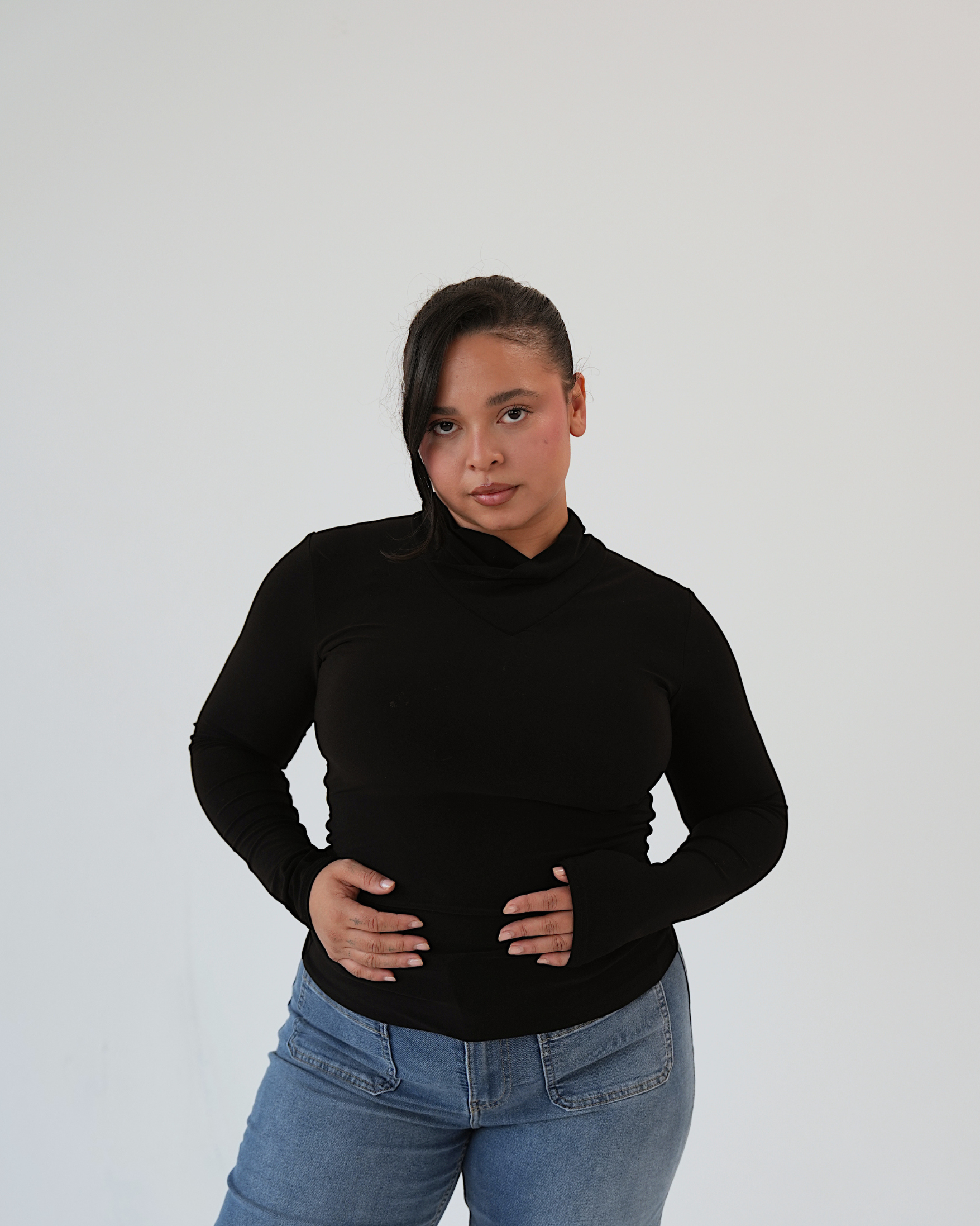 Black Cross Collar Top