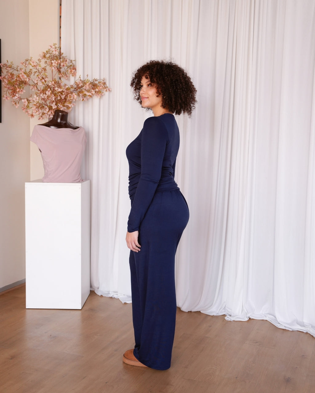 Navy Blue Viscose Lounge Pants