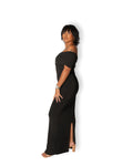 Black Off-shoulder Bardot Sculpted Dress