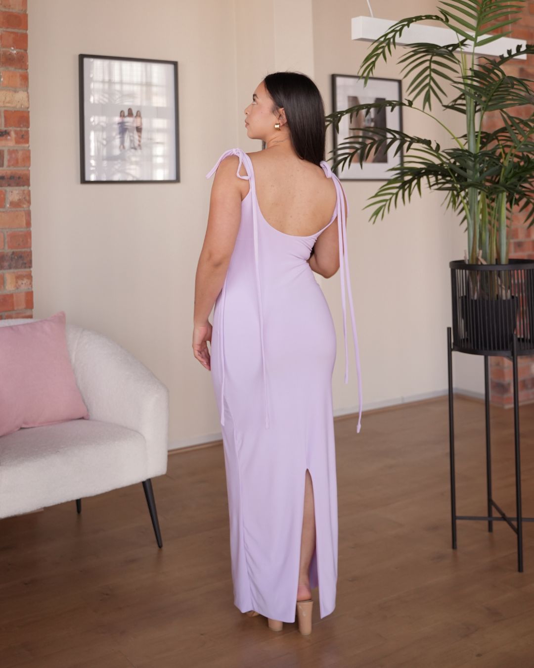 MEDIUM - TALL Lilac Bow Tie Evening Dress